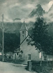 Chapel and Pala Group, San Martino di Castrozza, Dolomites, Italy