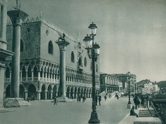 Main Front of the Doges Palace with Riva degli Schiavoni, Venice, Italy, 1927