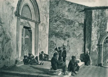 Resting Outside a Church, Taormina, Sicily, Italy, 1927