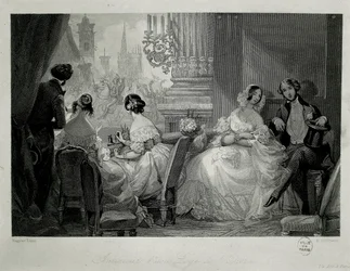 Interior of the Paris Opera, People in a Loge (engraving)