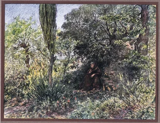 A friar meditating in solitude