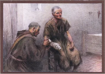 Friar Bentivoglia tends a leper