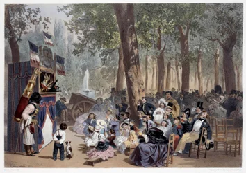 The Show of the Guignols on the Champs Elysees in Paris