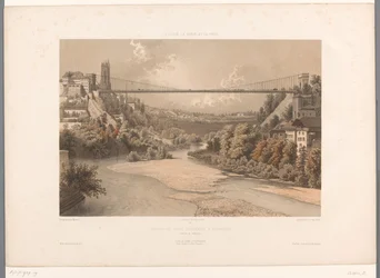 View of the Large Suspension Bridge in Fribourg