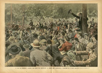 The Narbonnais crowd cheers for Montpellier M. Ferroul whose arrest caused bloody days