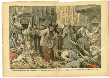Illustration of Eugene Damblans in Le Pelerin, 31/10/20 - Second centenary of the plague in Marseille - Medical, Religion Faith, Marseille, Plague, Catholic Catholicism - Procession