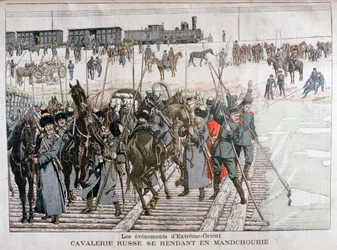 Russian cavalry heading into Manchuria, China, 1900