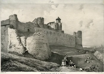 Carcassonne, city wall, severely damaged