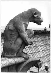 Monkey gargoyle, from the balustrade of the Grande Galerie of the west facade, replica of a 12th century original