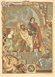 A King on His Throne, in Court