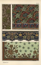 Geranium Motif in Wallpaper, Border and Fabric Patterns