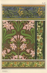 Jonquil, Narcissus Jonquilla, as Design Motif in Wallpaper and Fabric Patterns