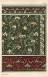 Snowdrop, Galanthus Nivalis, as Design Motif in Wallpaper, Borders and Fabrics