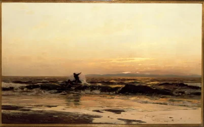 E. Dücker, Fishing Boats in the Surf