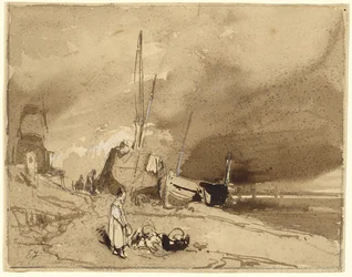 Edge of the Beach (Fishing-boats on a Beach, Storm Clouds in the Distance)