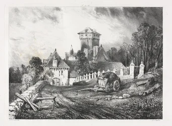 Picturesque and Romantic Voyages in Old France, Auvergne: Château de Pesteil at Polminhac
