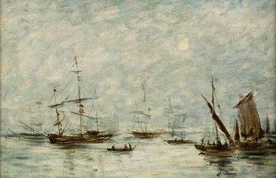 Boats Moored in a Harbour