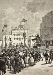 Unveiling of monument to Victor Emmanuel II in presence of Umberto I