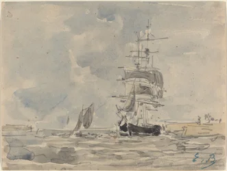 Seascape with Sailing Vessel