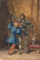 Goetz von Berlichingen Being Dressed in Armor by His Page George, 1826-27