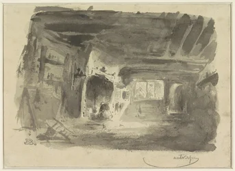 Interior with Kneeling Woman by the Hearth