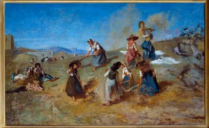 Harvest. Painting by Eugene Fromentin (1820-1876)