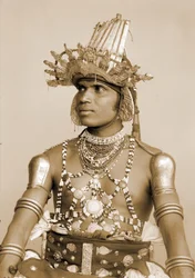 Portrait of a Sri Lankan Dancer with Embossed Silver Helmet, c.1890