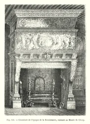 Renaissance Era Chimney, Existing at the Cluny Museum (engraving)
