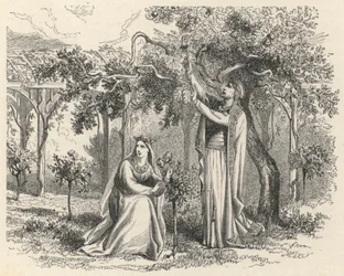 Childebert Hearing His Apple Trees (engraving)