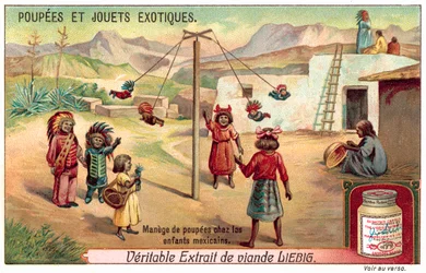 Children in Mexico Playing with Dolls on a Carousel