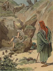 Cimabue watching the young Giotto drawing a goat on a rock