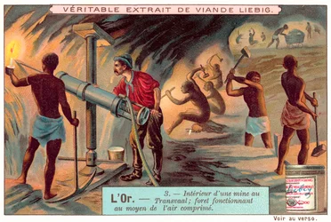 Compressed Air Drill in a Gold Mine in Transvaal