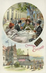 Enjoying Suchard chocolate outdoors