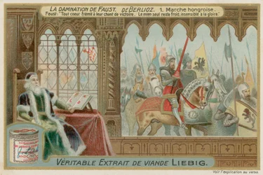 Faust watches the Hungarian March from his library