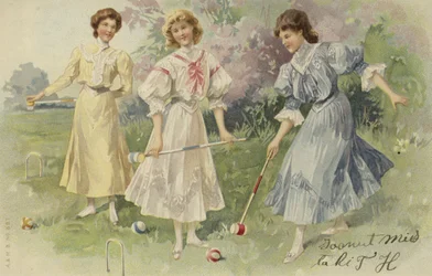 Girls Playing Croquet