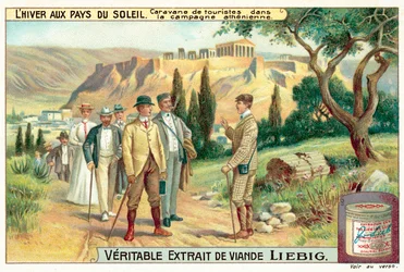 Group of tourists in the Athenian countryside