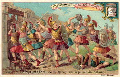 Hector breaches the gate of the Greek camp