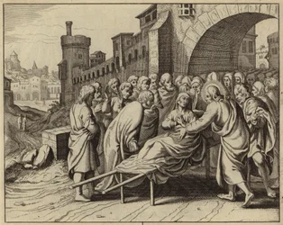 Jesus Christ raising the son of the widow of Nain from the dead