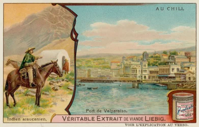 Mapuche Indians and a View of Valparaiso Port