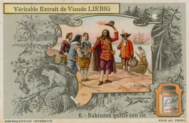 Robinson Crusoe leaves the island
