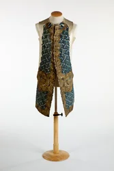 Waistcoat Decorated with Gold Metal Thread, Blue Chenille and Sequins, c.1750-70