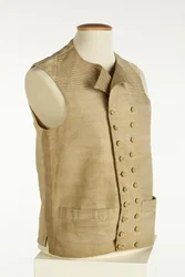Waistcoat in Woven Silk with Fine Gold, Cream and Orange Stripes, c.1780-90