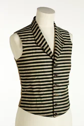 Waistcoat with Dark Green and White Horizontal Stripes, c.1800-50