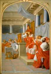 Pope Victor III confirming the institution of the Carthusian monks