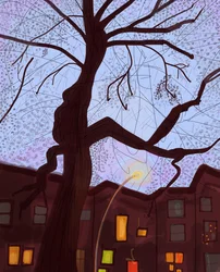 Brooklyn Brownstone Street At Dusk