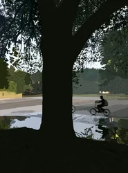 Cyclist and Puddle on Brooklyn Street