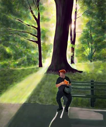 Man Reading In Park, Brooklyn