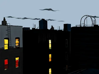 Roof Top and Buildings on Summer Night