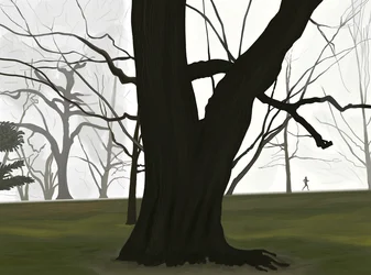 Tree and Jogger. Early Morning. Prospect Park