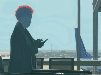 Woman Waiting at Airport